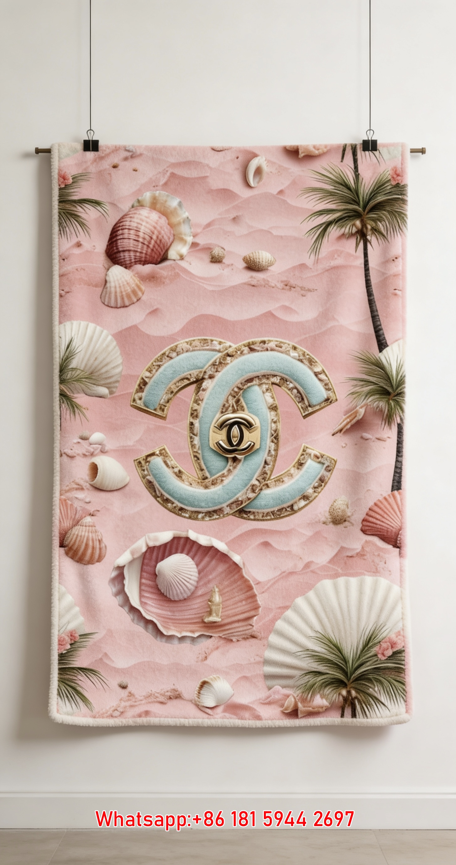Luxury Chanel Turquoise CC Logo Flannel Throw Blanket IMG_7220